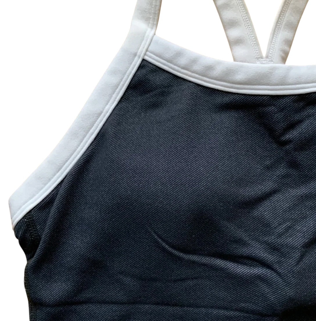 Lululemon Ujjayi Y Tank II *Den Women's RARE Tank Deep Denim/Lotus Sz 6 Excellent Condition
