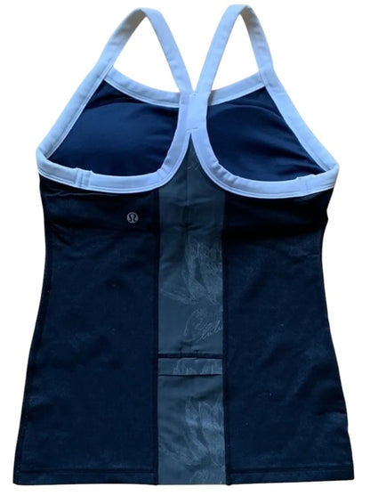 Lululemon Ujjayi Y Tank II *Den Women's RARE Tank Deep Denim/Lotus Sz 6 Excellent Condition