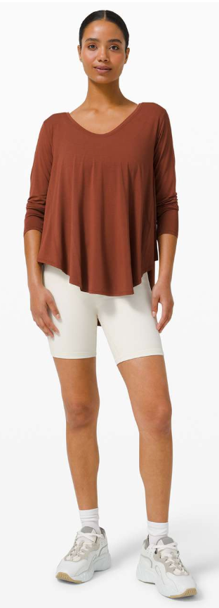 Lululemon Up for Down Time Long Sleeve Dark Terracotta Sz 6 Brand New