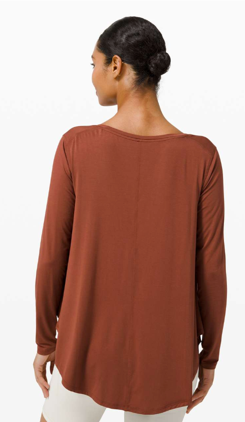 Lululemon Up for Down Time Long Sleeve Dark Terracotta Sz 6 Brand New