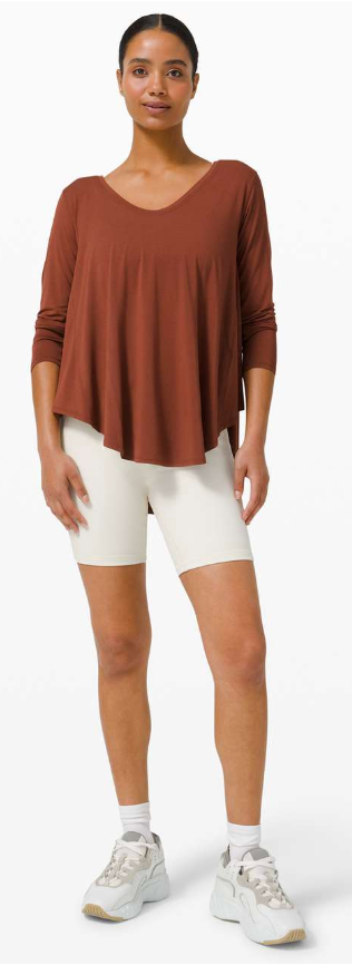 Lululemon Up for Down Time Long Sleeve Dark Terracotta Sz 6 Brand New