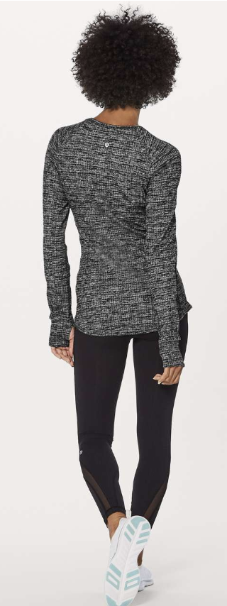 Lululemon Extra Mile Long Sleeve Running Ringspun Denim Black White 6 Brand New