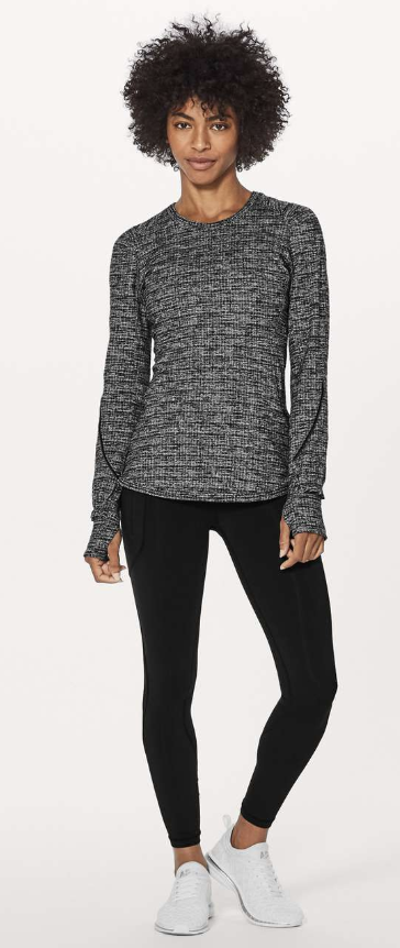 Lululemon Extra Mile Long Sleeve Running Ringspun Denim Black White 6 Brand New