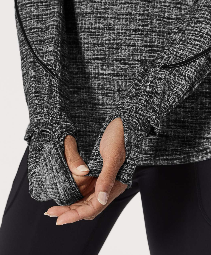 Lululemon Extra Mile Long Sleeve Running Ringspun Denim Black White 6 Brand New