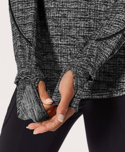 Lululemon Extra Mile Long Sleeve Running Ringspun Denim Black White 6 Brand New
