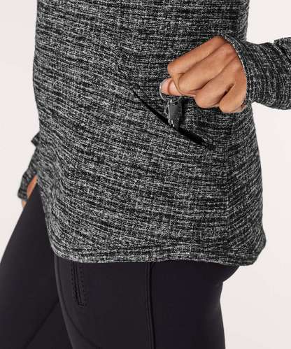 Lululemon Extra Mile Long Sleeve Running Ringspun Denim Black White 6 Brand New