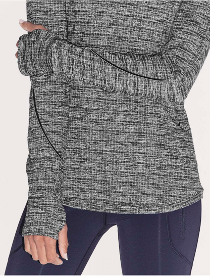 Lululemon Extra Mile Long Sleeve Running Ringspun Denim Black White 6 Brand New