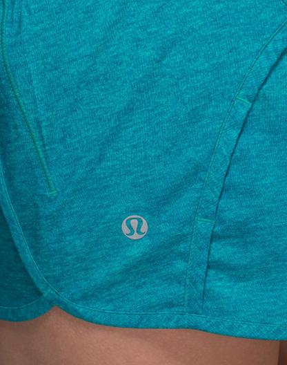 Lululemon Run Times Short 4-way Stretch 4" Inseam Heathered Sea Mist Blue Tropics Sz 8 Brand New