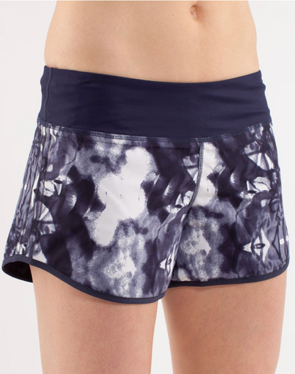 Lululemon Run: Switch Back Short 4" Inseam Ink Blot White Deep Indigo/Deep Indigo Sz 8