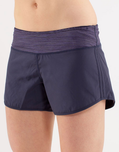 Lululemon Run: Switch Back Short 4" Inseam Ink Blot White Deep Indigo/Deep Indigo Sz 8