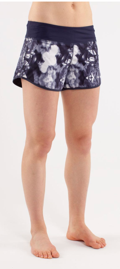 Lululemon Run: Switch Back Short 4" Inseam Ink Blot White Deep Indigo/Deep Indigo Sz 8