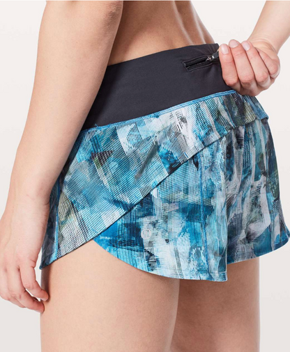 Lululemon Speed Up Short 2.5" Inseam Sun Dazed Multi Blue/Super Dark Sz 8