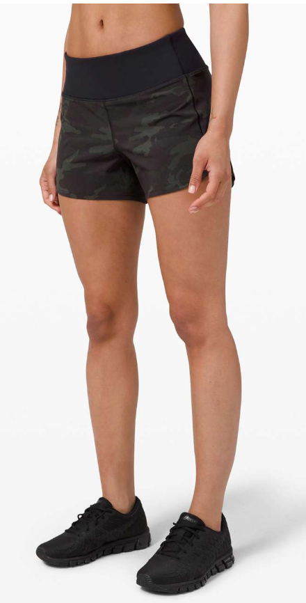 Lululemon Speed Up Short Long 4" Inseam Incognito Camo Multi Gator Green/Black Sz 8