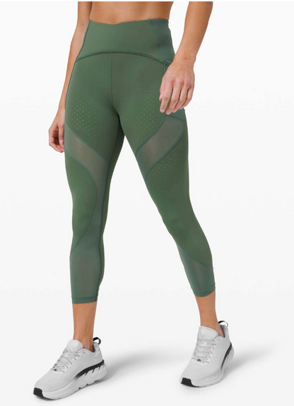 Lululemon Uncovered Strength High-Rise Crop 23" Inseam Algae Green Sz 4