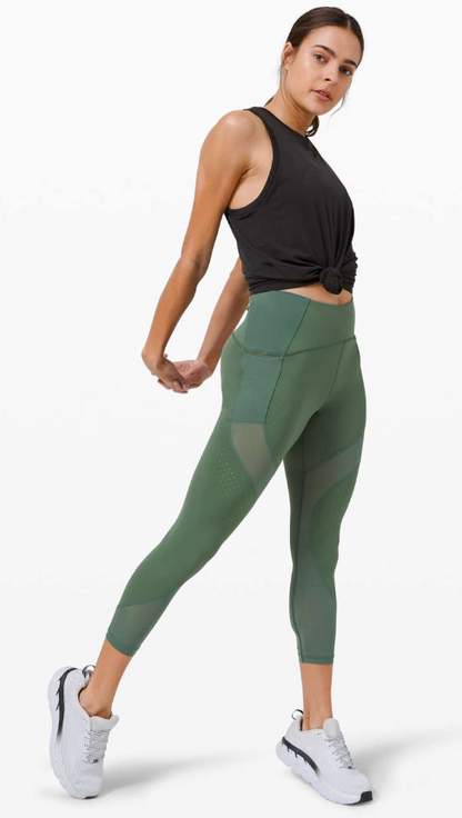 Lululemon Uncovered Strength High-Rise Crop 23" Inseam Algae Green Sz 4