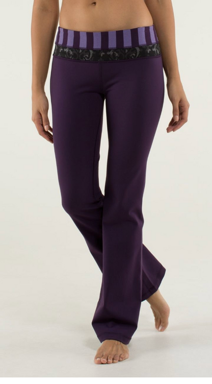 Lululemon Groove Pant Deep Zinfandel/Micro Macro Stripe Deep Zinfandel/Beautiful Baroque Black 31" Inseam Sz 4