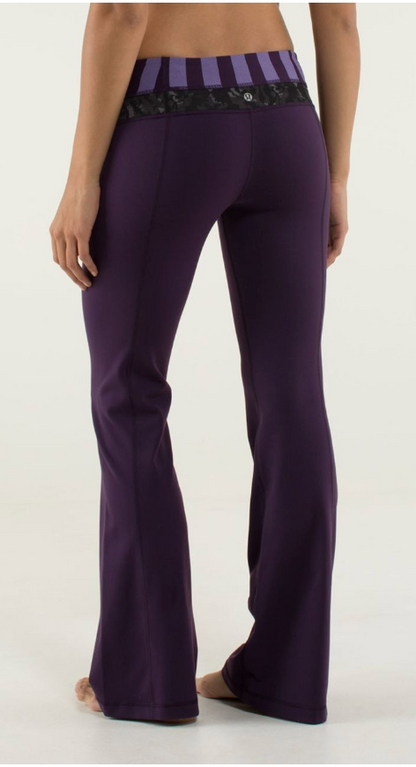 Lululemon Groove Pant Deep Zinfandel/Micro Macro Stripe Deep Zinfandel/Beautiful Baroque Black 31" Inseam Sz 4