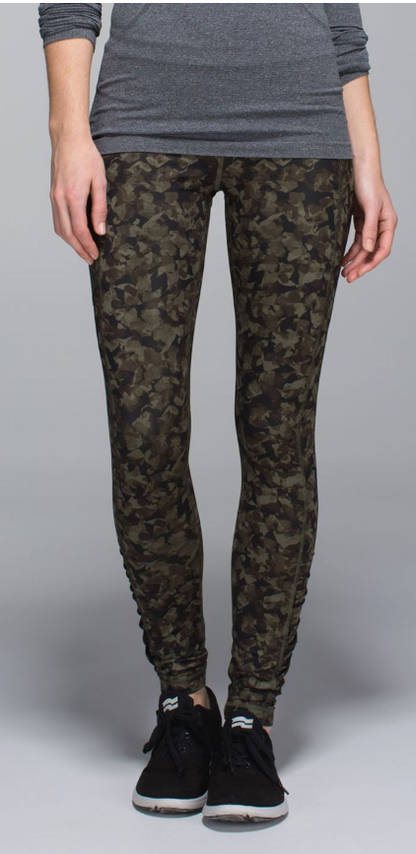 Lululemon Speed Tight III Mystic Jungle Fatigue Green Black/Black 30" Inseam Sz 4