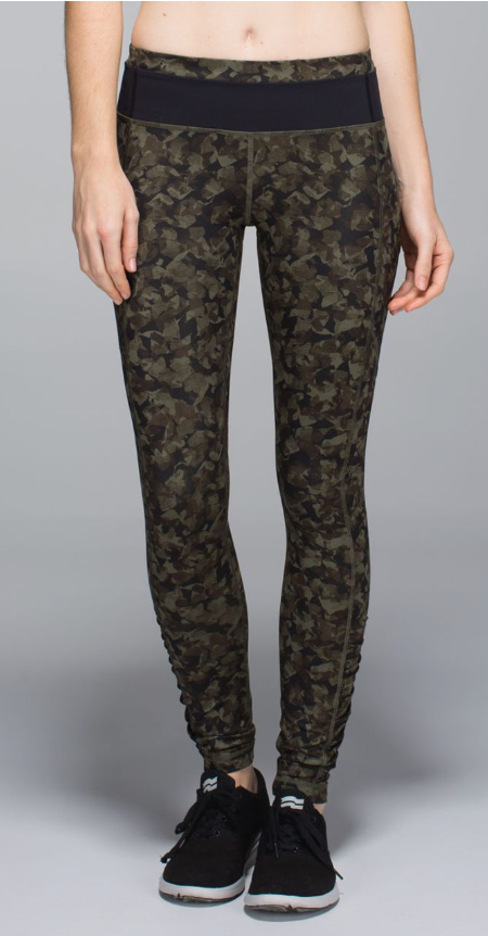 Lululemon Speed Tight III Mystic Jungle Fatigue Green Black/Black 30" Inseam Sz 4