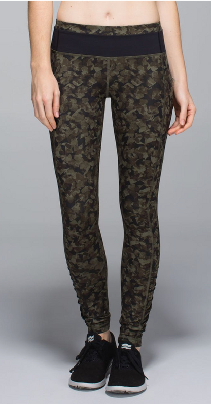 Lululemon Speed Tight III Mystic Jungle Fatigue Green Black/Black 30" Inseam Sz 4