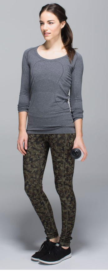 Lululemon Speed Tight III Mystic Jungle Fatigue Green Black/Black 30" Inseam Sz 4