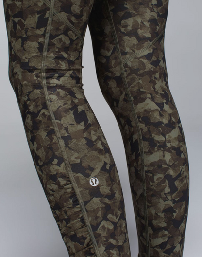 Lululemon Speed Tight III Mystic Jungle Fatigue Green Black/Black 30" Inseam Sz 4