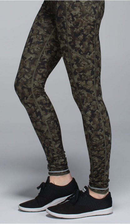 Lululemon Wunder Under Pant Hi-Rise Biggie So Fly Butterfly Fatigue Green Black 31" Inseam Sz 4
