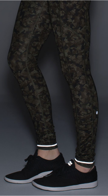 Lululemon Wunder Under Pant Hi-Rise Biggie So Fly Butterfly Fatigue Green Black 31" Inseam Sz 4