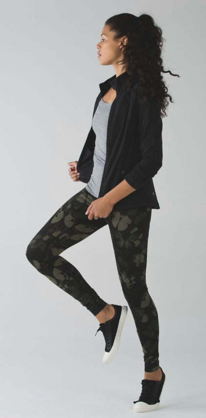 Lululemon Wunder Under Pant Hi-Rise Biggie So Fly Butterfly Fatigue Green Black 31" Inseam Sz 4