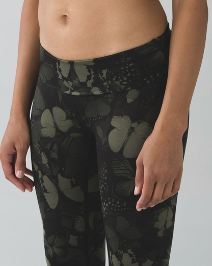 Lululemon Wunder Under Pant Hi-Rise Biggie So Fly Butterfly Fatigue Green Black 31" Inseam Sz 4
