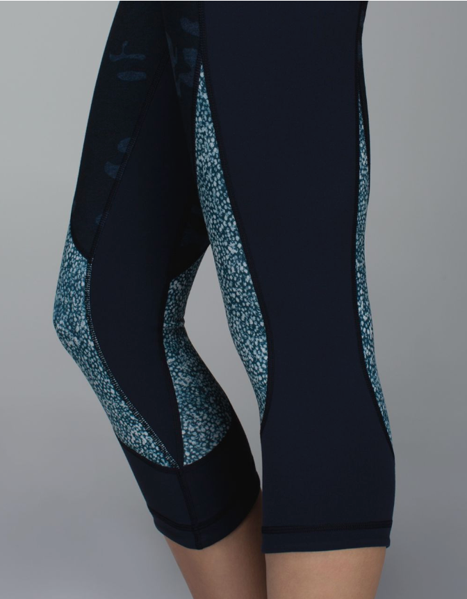 Lululemon Wunder Under Crop 20" Inseam Heathered Texture Lotus Camo Oil Slick Blue/Inkwell/Pebble Print Parfait Pink Alberta Lake Sz 10