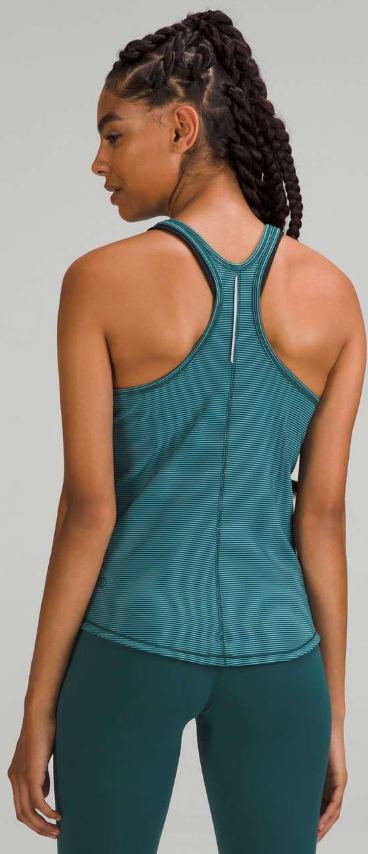 Lululemon Base Pace Two-Toned Ribbed Tank Top Green Jasper/Blue Chill Sz 8