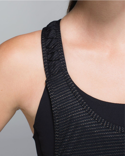 Lululemon Essential Tank Black Gold Stitching Sz 8