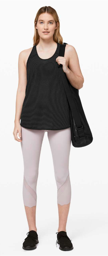 Lululemon Essential Tank Black Gold Stitching Sz 8