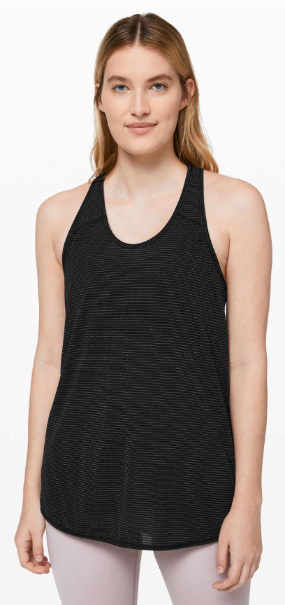 Lululemon Essential Tank Black Gold Stitching Sz 8
