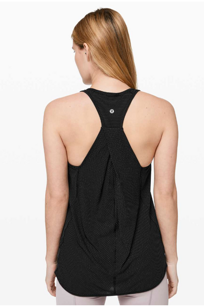 Lululemon Essential Tank Black Gold Stitching Sz 8