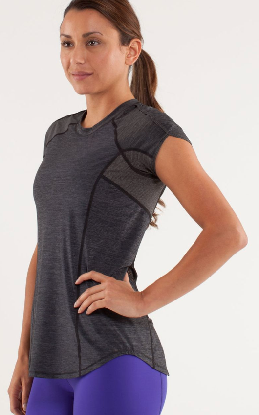 Lululemon Sun Sprinter Short Sleeve Heathered Black Sz 8