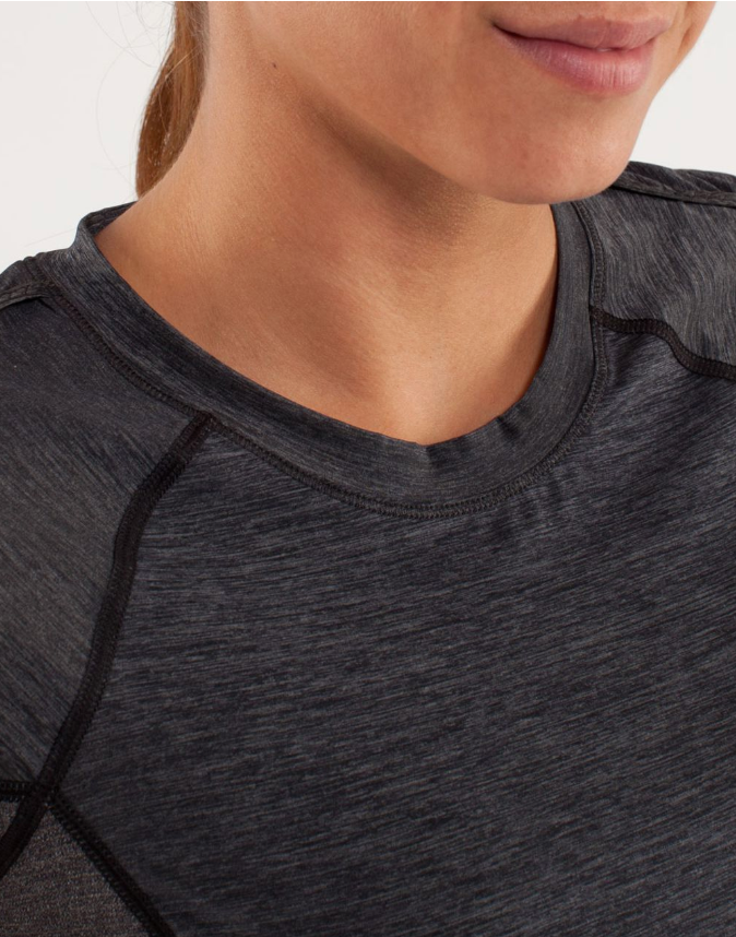 Lululemon Sun Sprinter Short Sleeve Heathered Black Sz 8