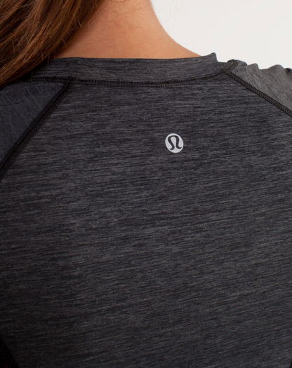 Lululemon Sun Sprinter Short Sleeve Heathered Black Sz 8