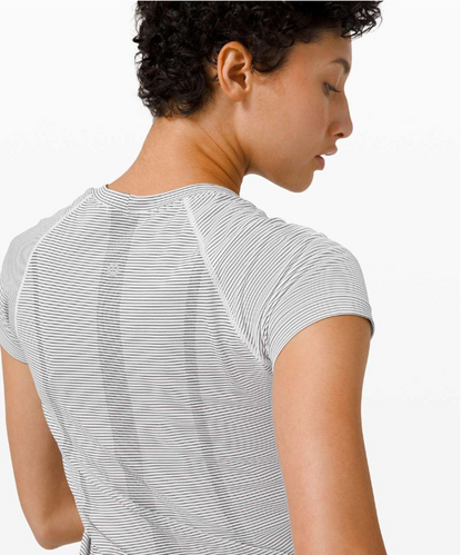 Lululemon Swiftly Tech Short Sleeve 2.0 Tempo Stripe White/Black Sz 8