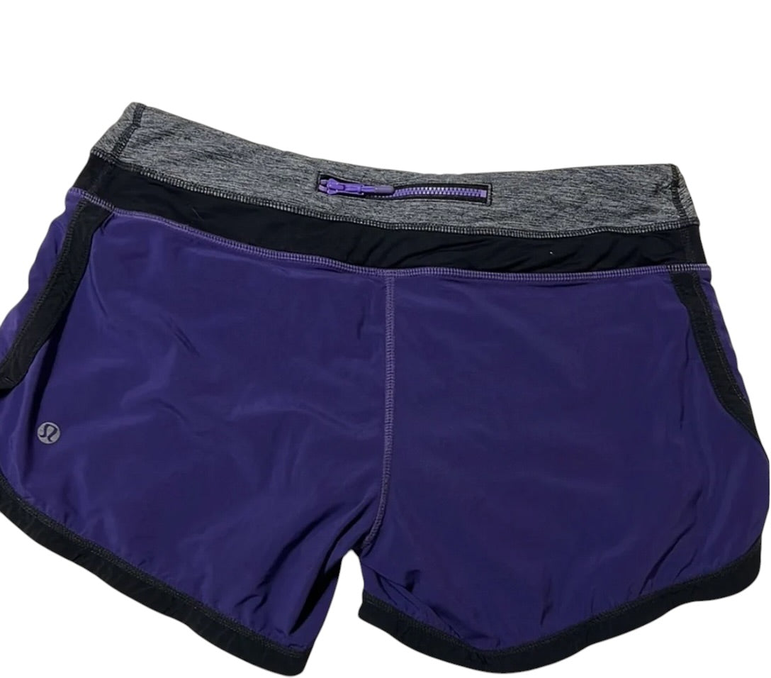 Lululemon Groovy Run Short 4.5" Inseam Power Purple Black Heathered Black Sz 8 Brand New RARE