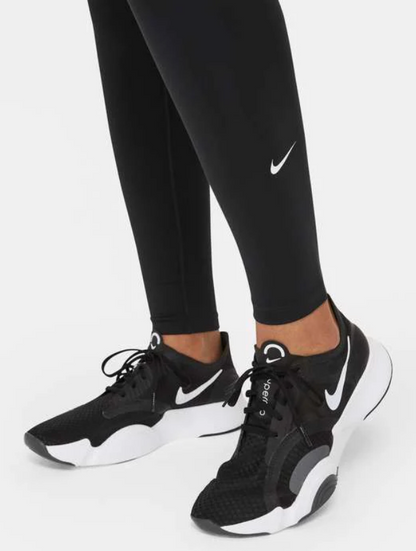 Nike Women's Dri Fit One Mid-Rise  Leggings 28" Inseam Black w/White Swoosh Size M Brand New