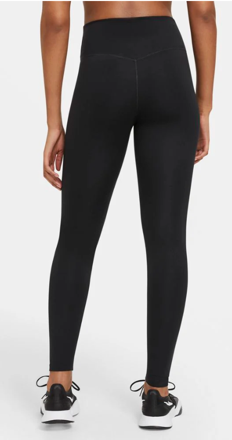 Nike Women's Dri Fit One Mid-Rise  Leggings 28" Inseam Black w/White Swoosh Size M Brand New