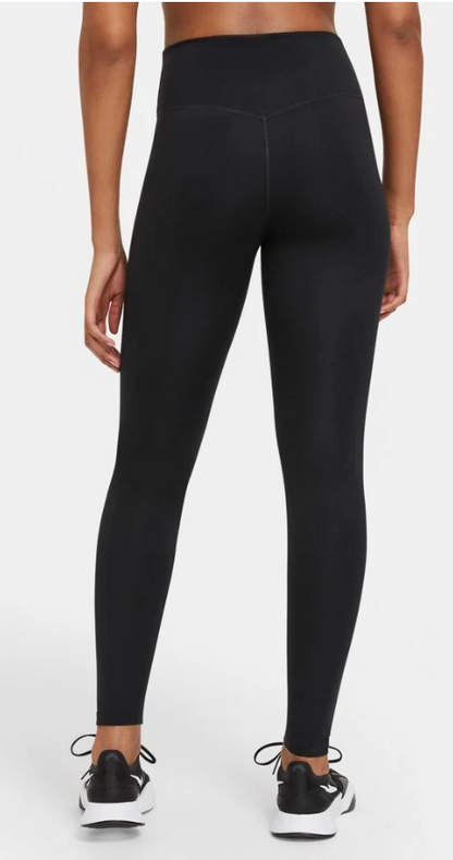 Nike Women's Dri Fit One Mid-Rise  Leggings 28" Inseam Black w/White Swoosh Size M Brand New
