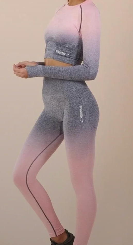 Gymshark Gradient Long Sleeve Pink and Gray Hombre' Med Top Brand New