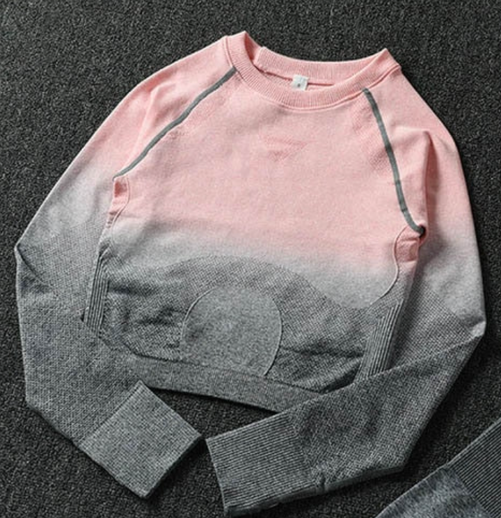 Gymshark Gradient Long Sleeve Pink and Gray Hombre' Med Top Brand New