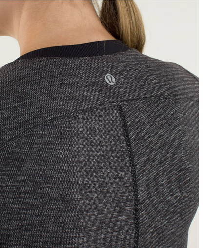 Lululemon Base Runner Long Sleeve Mini Check Pique Black Heathered Black Size 8