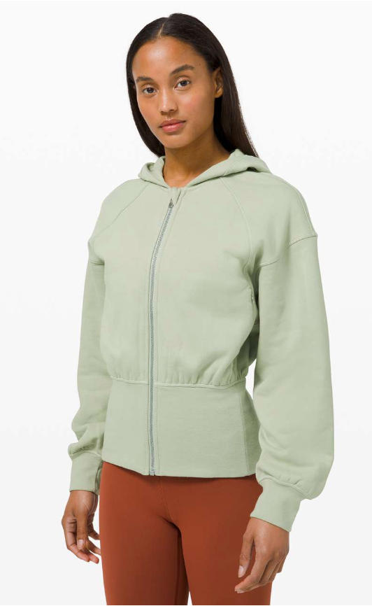 Lululemon Hugged-Waist Cotton Zip Hoodie Green Fern SZ 8 Brand New