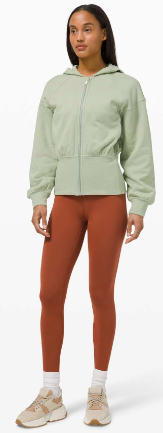Lululemon Hugged-Waist Cotton Zip Hoodie Green Fern SZ 8 Brand New