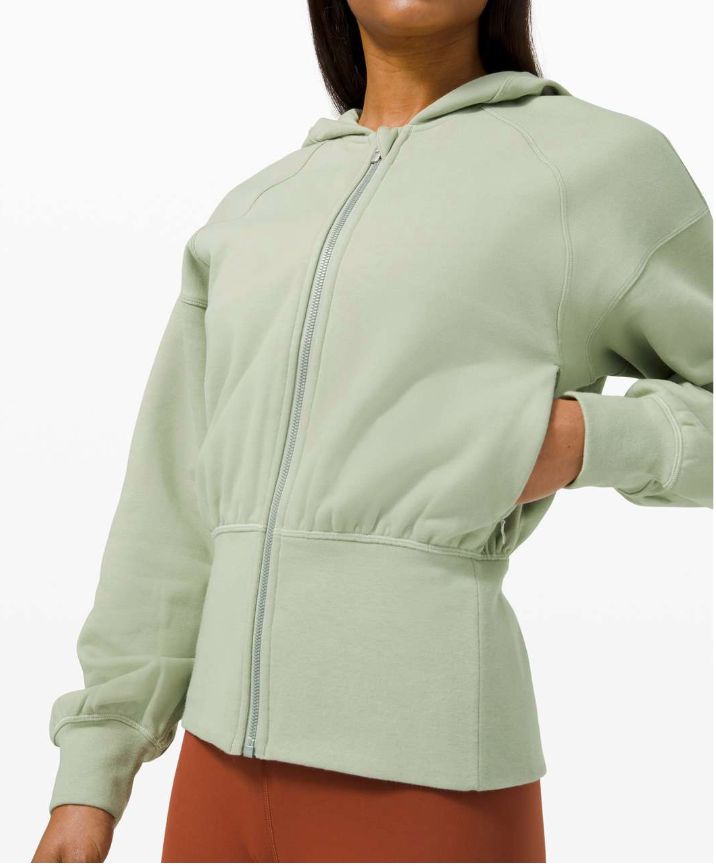 Lululemon Hugged-Waist Cotton Zip Hoodie Green Fern SZ 8 Brand New